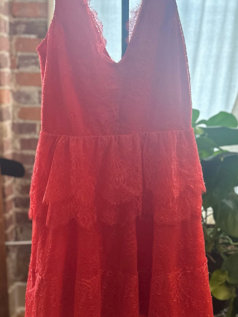 Red Lace Tiered Women’s Dress